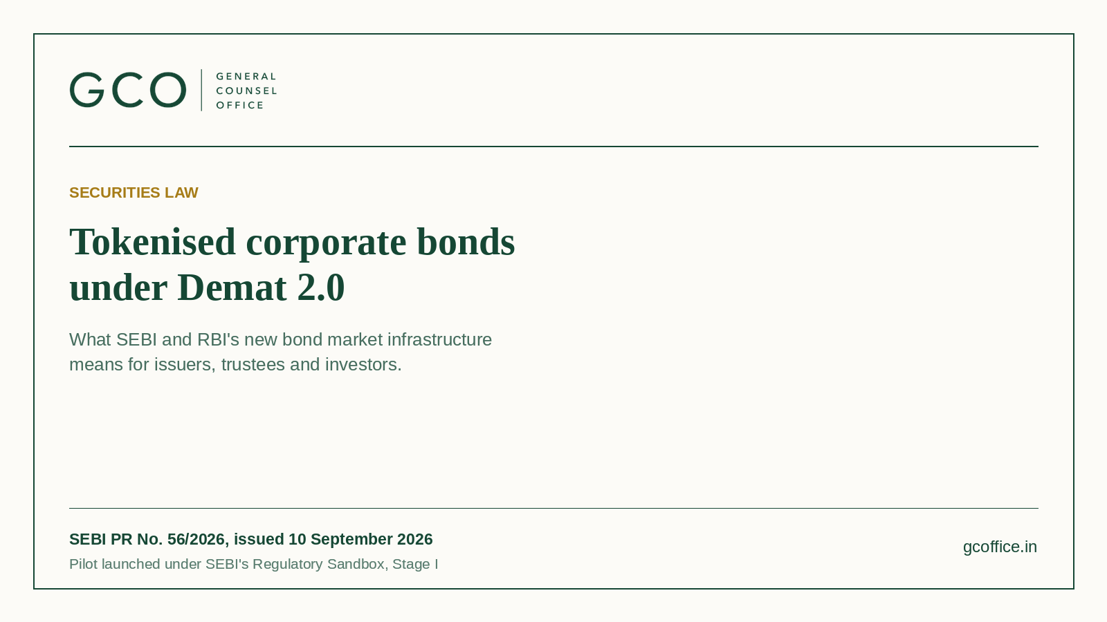 Tokenised Corporate Bonds under Demat 2.0: A Legal and Regulatory Analysis